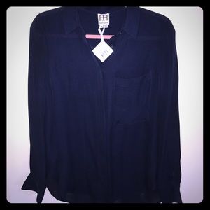COPY - Haute Hippie 100% silk navy blue button